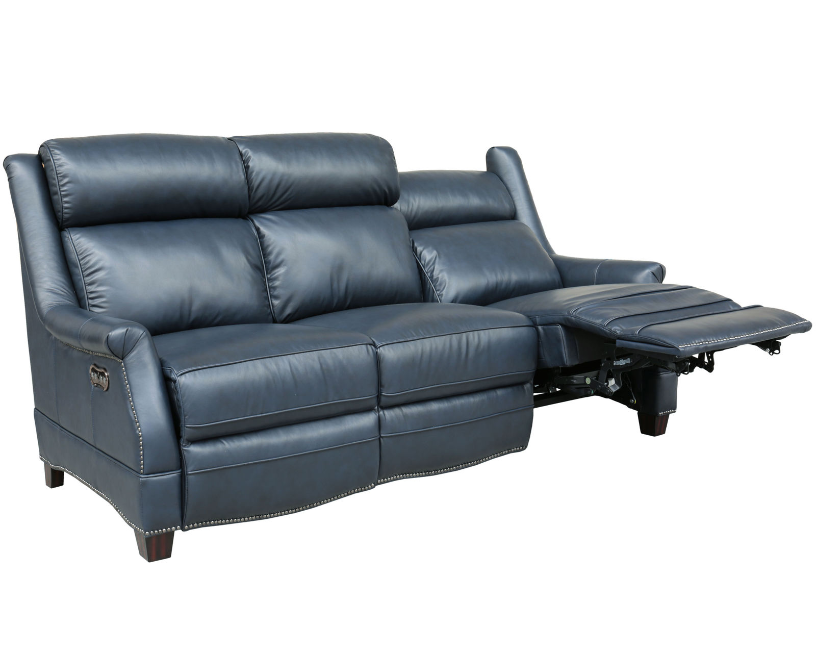 Warrendale 83" Leather Power Headrest Power Reclining Sofa (Blue) In stock - Includes Power Headrest - Power Recline