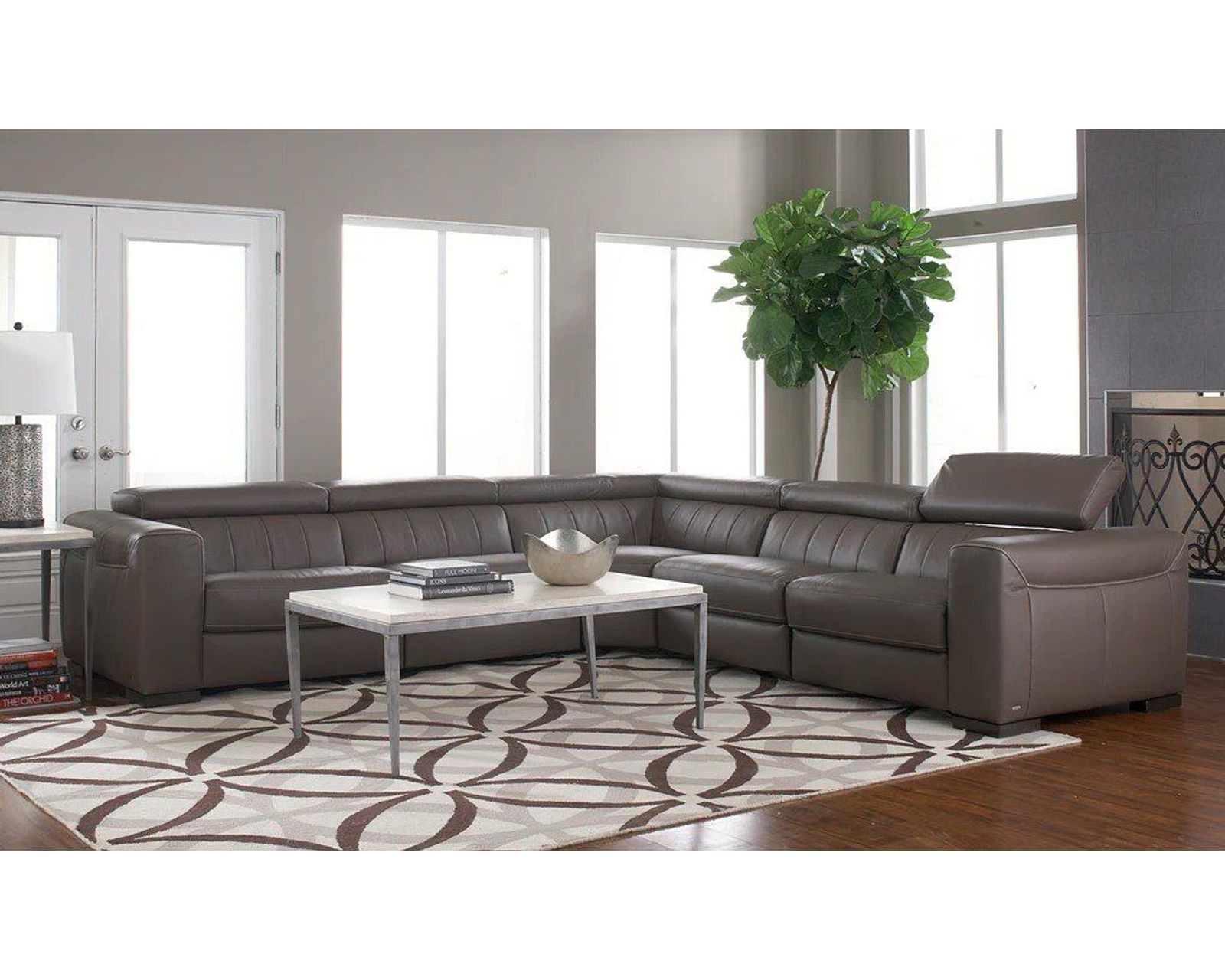 Forza X790 Power Reclining Sectional (+50 leathers) - Layout J: Four Piece Sectional 126" x 92" (2 recliners)