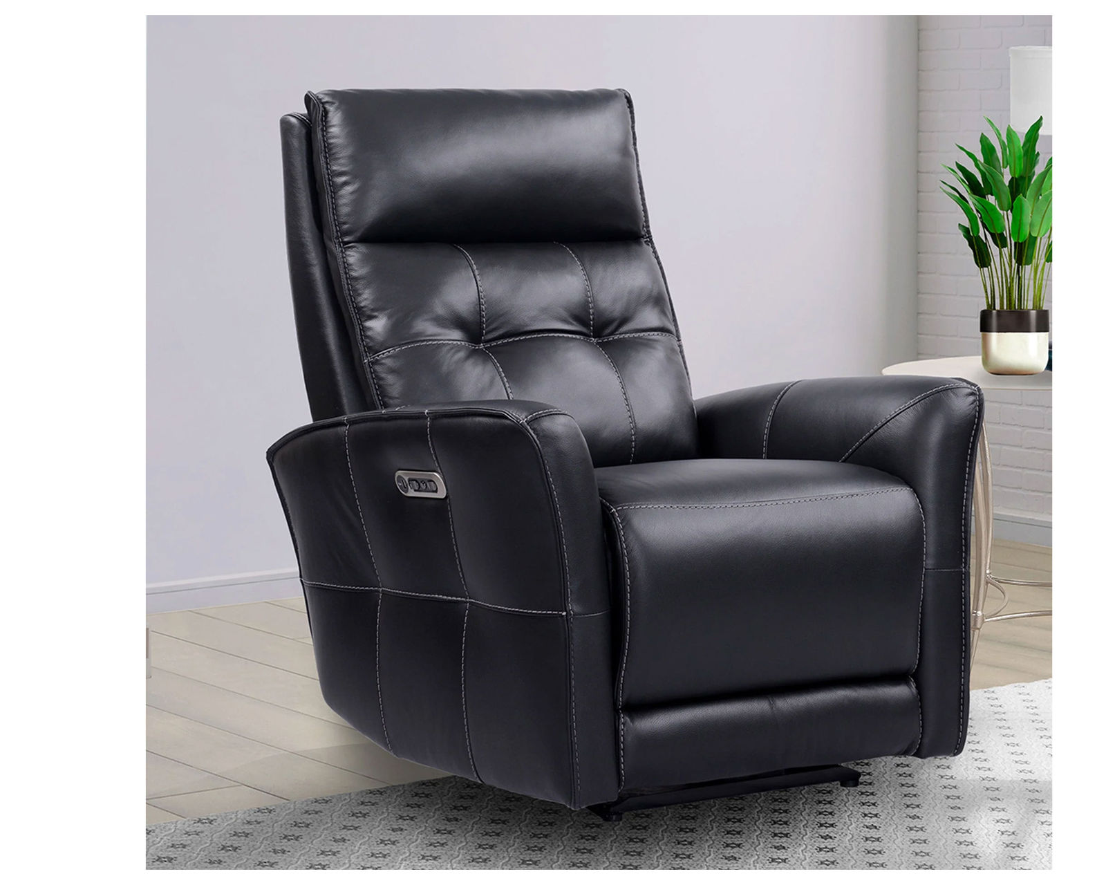 Gershwin Cordless Zero Gravity Power Headrest Power Recliner (Black Top Grain Leather) In stock - Fast shipping - Included:  Cordless Battery allows the floating placement anywhere in your room without the need for a nearby power outlet."