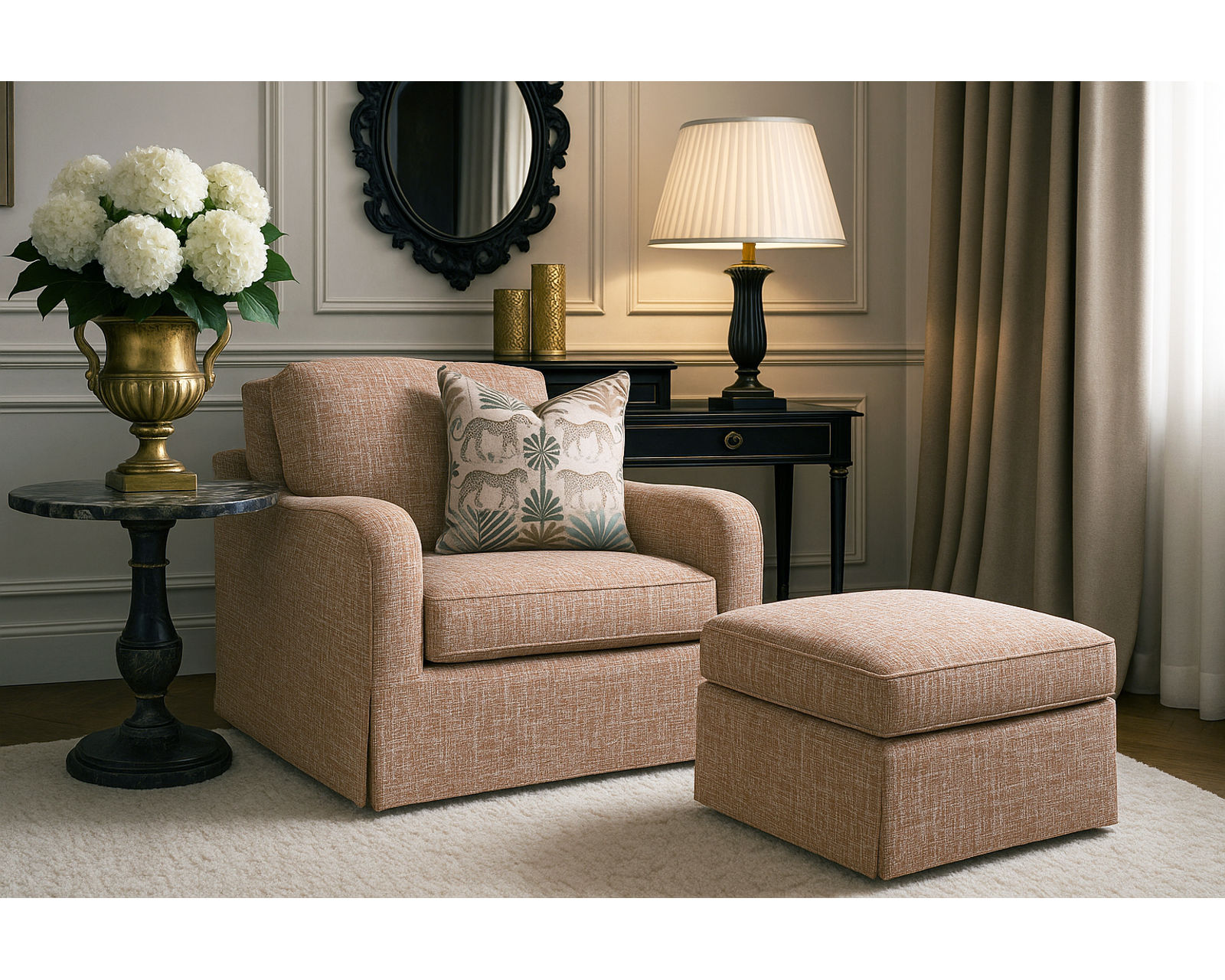 Pandora 91" Slipcover Sofa Tan (+69 fabrics) - Pandora Slipcover Chair and Ottoman