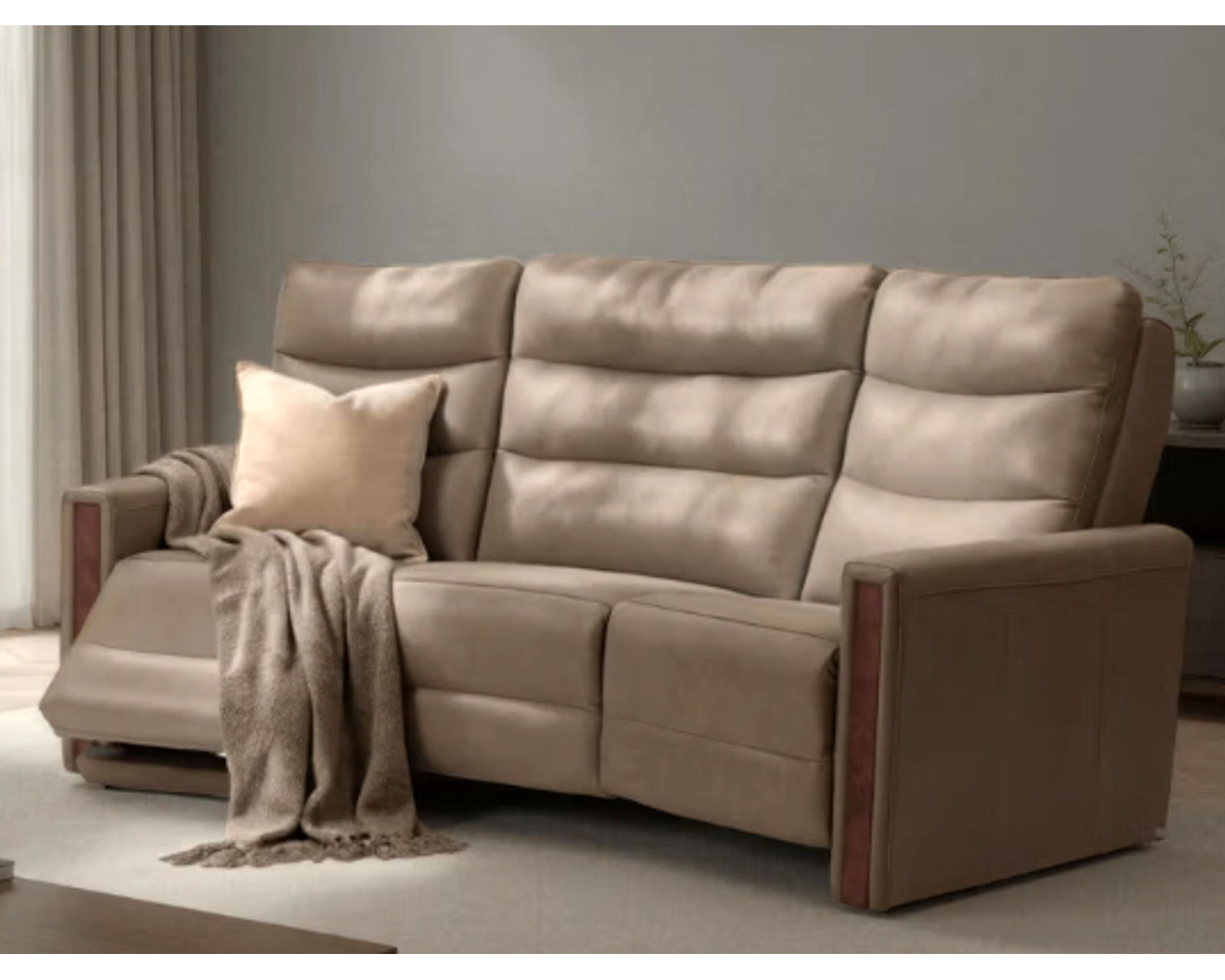 Fatima Dual Power Reclining Sofa — Available in Standard & Wide Cushions, 140+ Leather Options, and 74", 79", or 106" Widths - Fatima 92" or 110" Curved Power Headrest Power Reclining Conversation SofaSofa