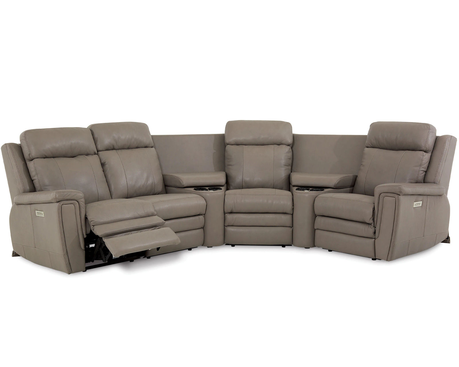 Asher 41065 Power Headrest Power Reclining Leather Sectional (+100 leathers) - Layout G: Six Piece Sectional (2 Recliners)