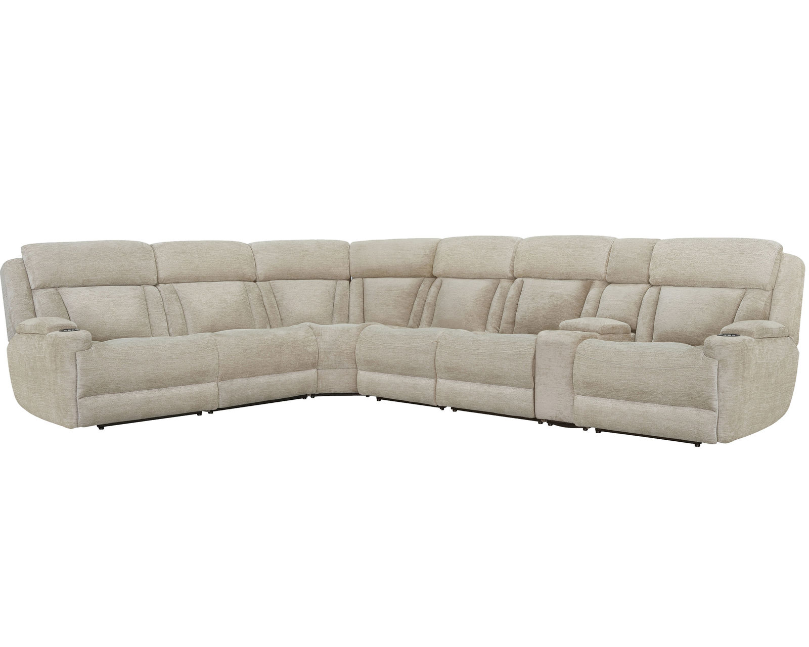 Dalton 6 Piece Power Reclining Sectional Fawn (In stock - Fast shipping) - Layout B:  Six Piece Reclining Sectional 116" x 129"