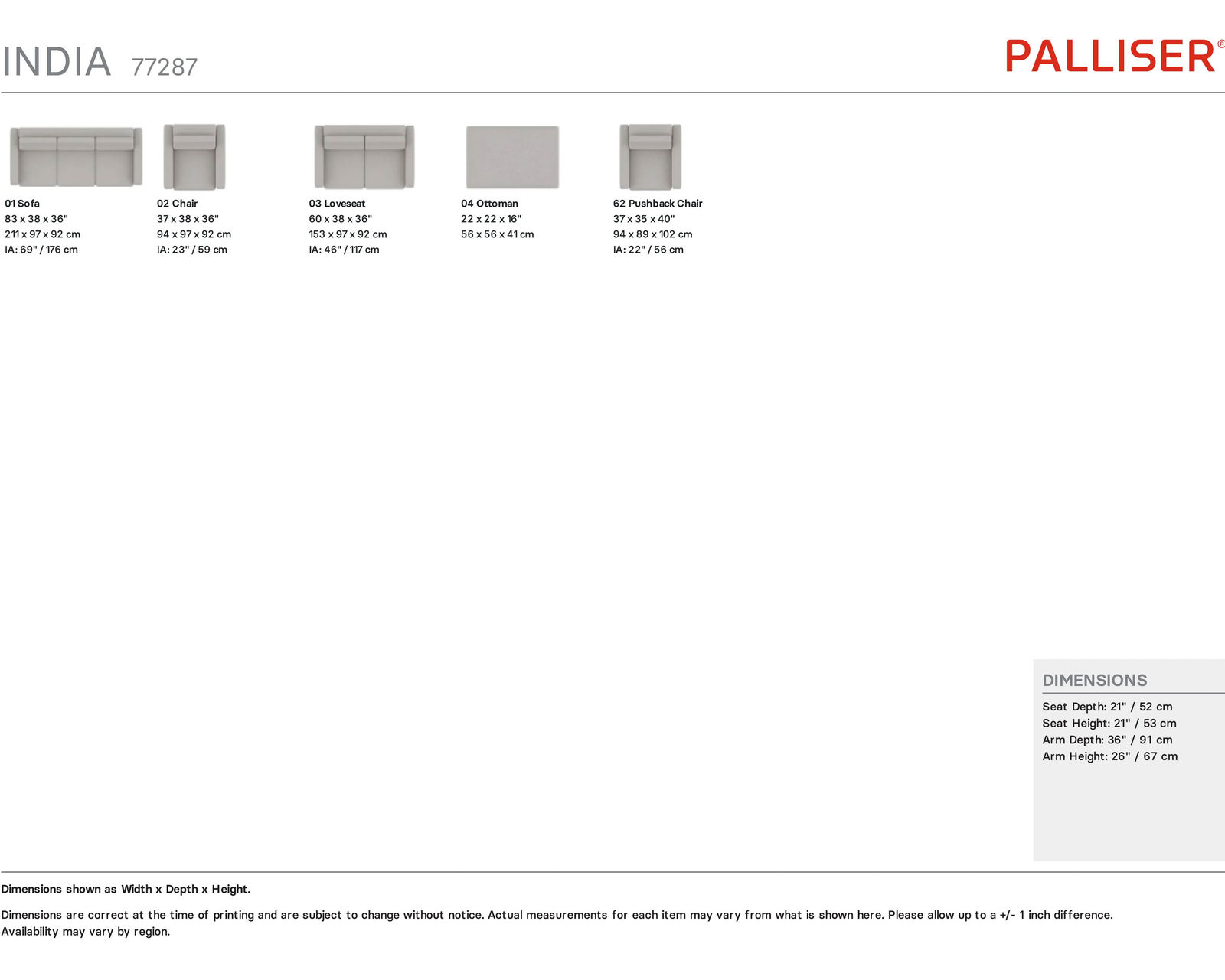 India 77278 Sofa (83") +100 leathers