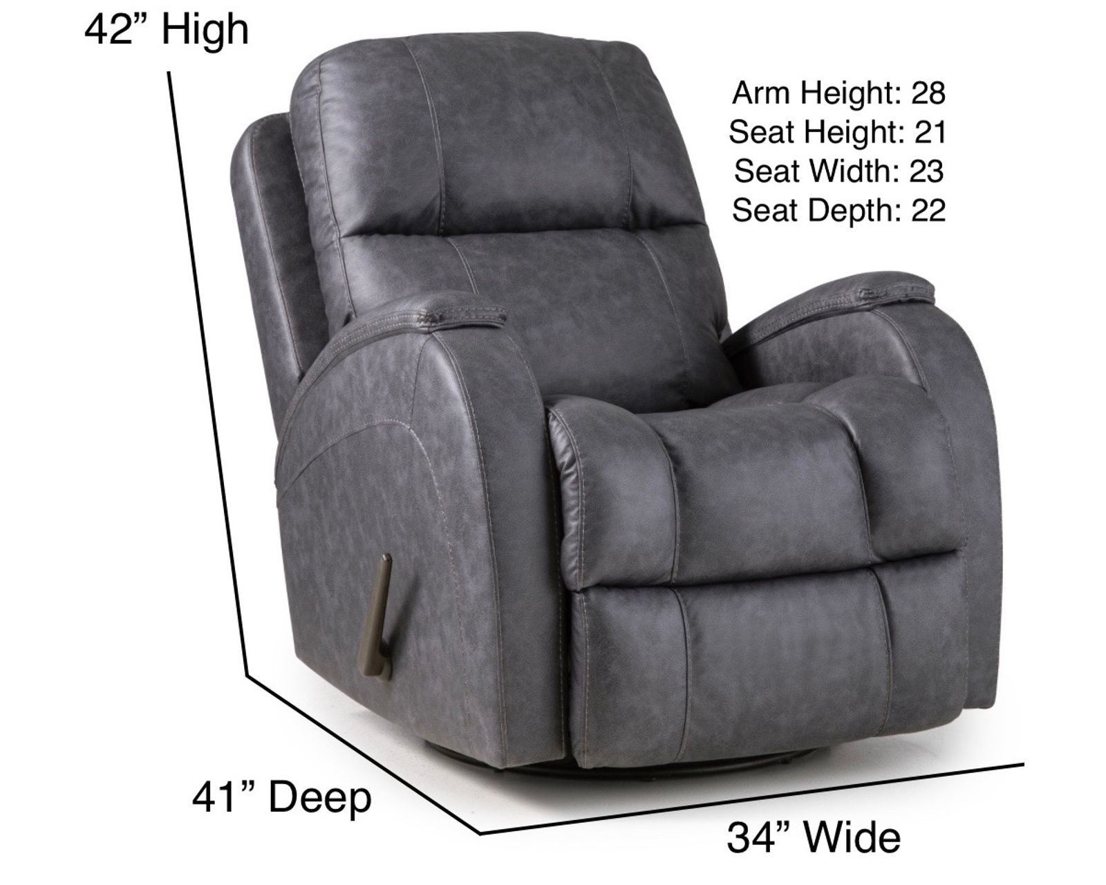 Salem Swivel Glider Recliner Grey (In stock) - Salem Swivel Glider Recliner Grey (In stock)