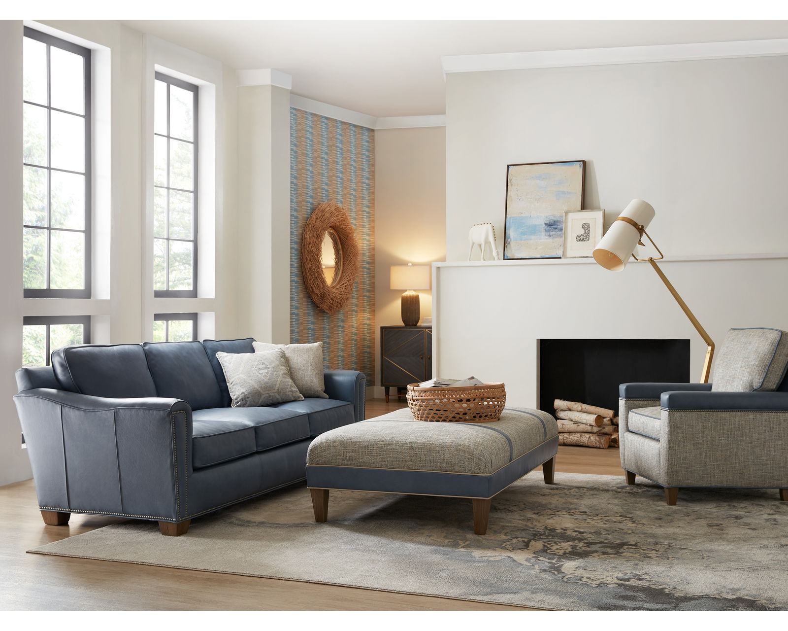 Bradington Young Lennon 732 Sofa (12 leathers) 8-Way Hand Tie - Lennon Stationary Sofa 8-Way Hand Tie