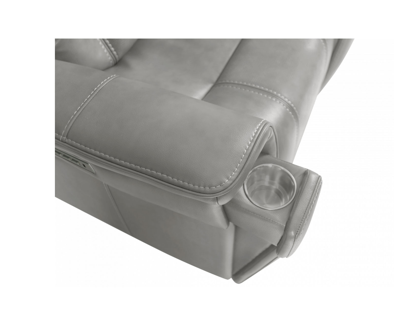  Sanibel 88" Sofa w/Power Recline, Power Head Rests & Power Lumbar (Lay Flat) Dove Leather (In stock) - Pop out cupholders on both arms
