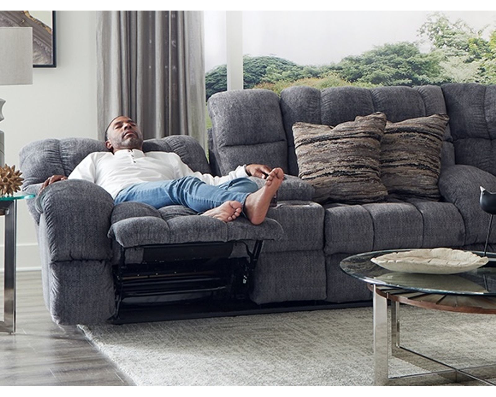 Ashland 3-Piece Wide Seat Lay Flat Reclining Sectional (two colors) - Stretch Out in Lay Flat Comfort