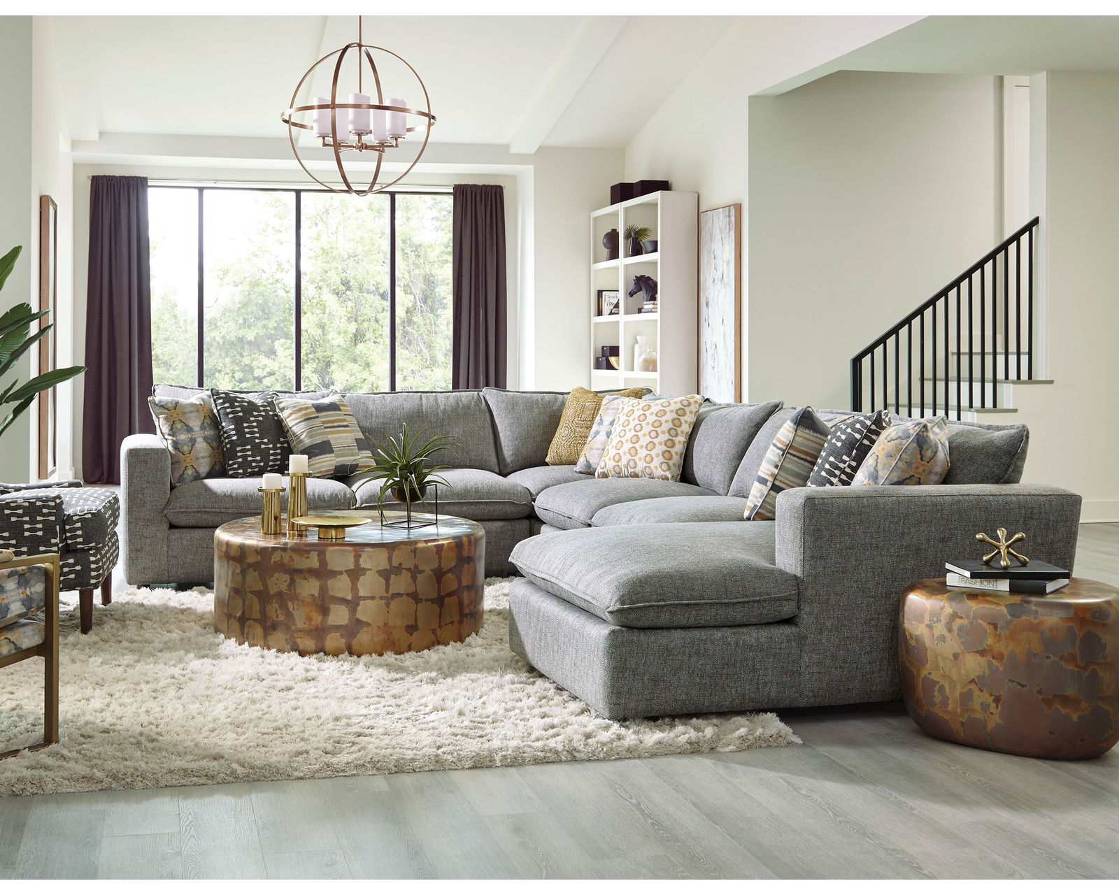 Bowie 7127 Modular Sectional (+100 performance fabrics) - Layout M: Five Piece Sectional 118" x 154" x 64"