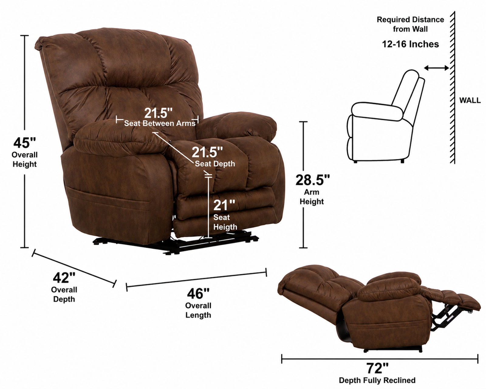 Dawkins Big Man's Lay Flat Power Recliner with Extended Ottoman Big and Tall Comfort (RATED 400 LBS.) 2 colors - Experience the Catnapper Difference.