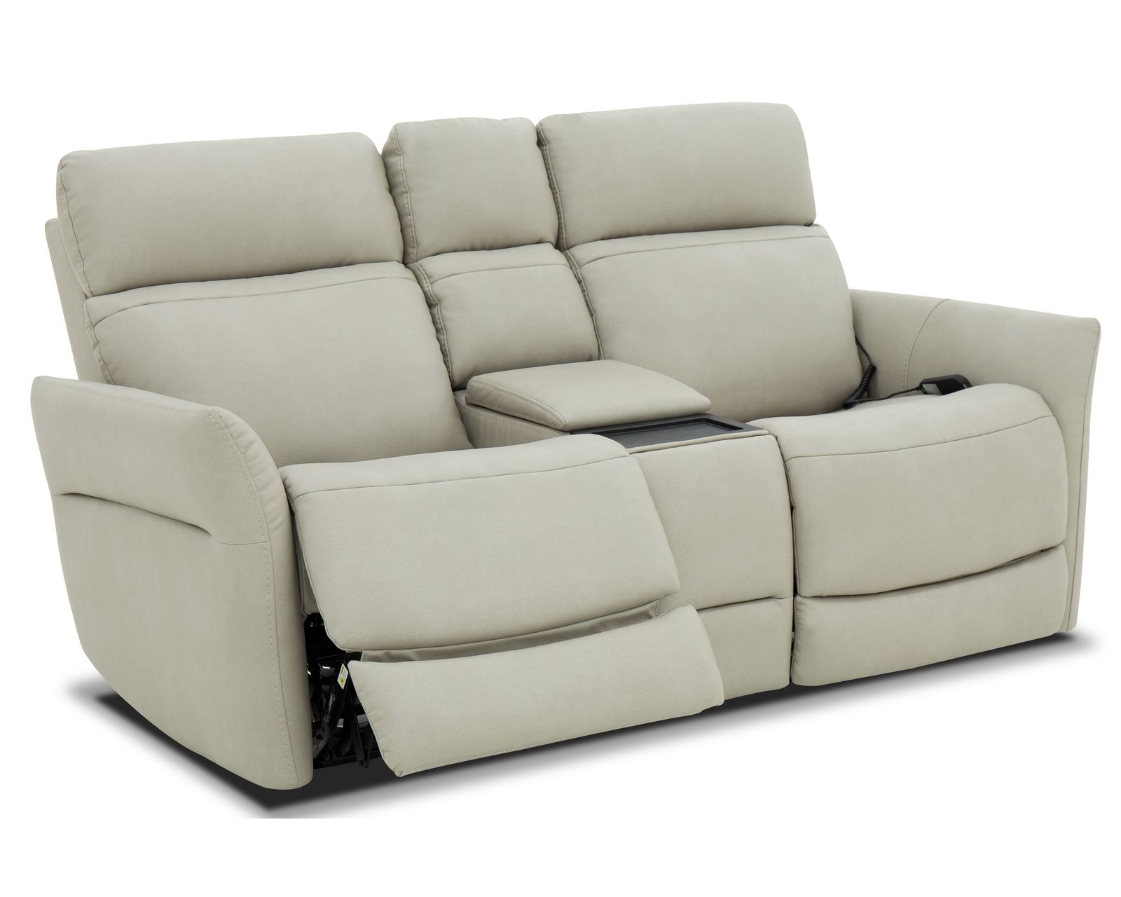 Artemis 1823 Triple Power Reclining Sofa with Heat and Massage 886-01 (85") two colors (in stock) - Center console includes storage, wireless charging, USB. and Pop Out Cupholders