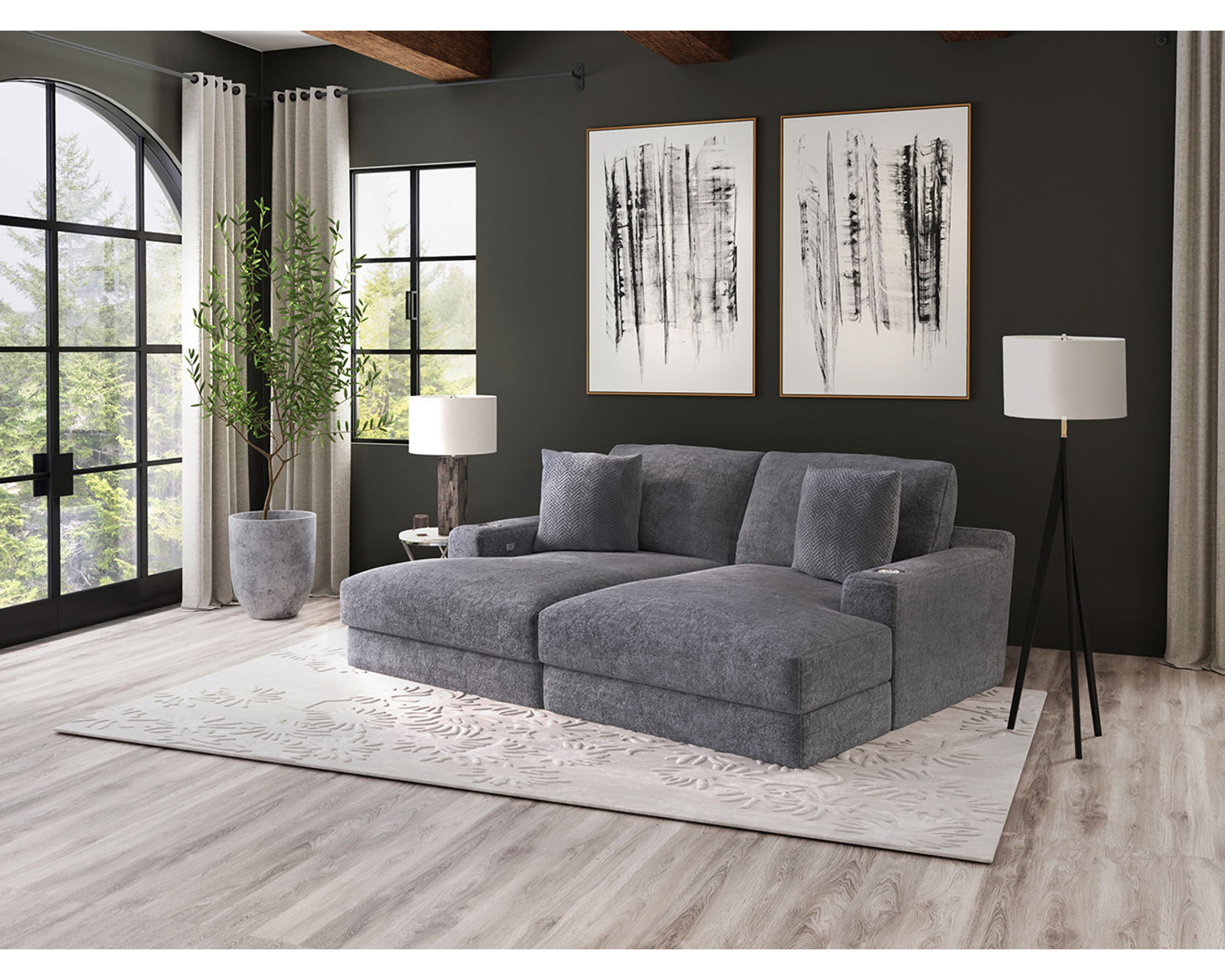 Cozy Double Wide 88" Home Theater Chaise (2 colors) Includes pillows - Where Innovation Meets Relaxation.
