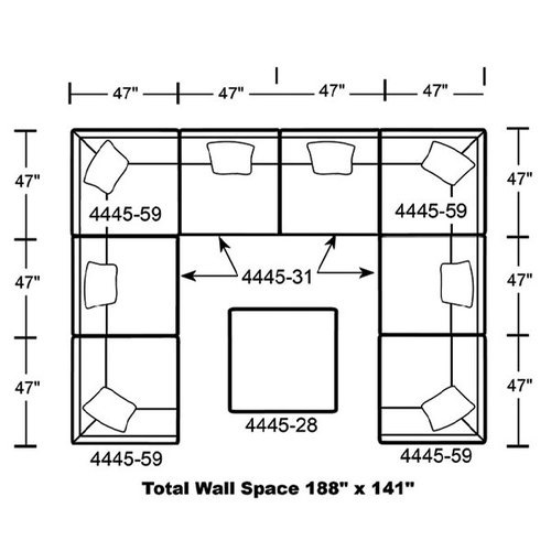 Layout D: Nine Piece Sectional 141" x 188" x 141"