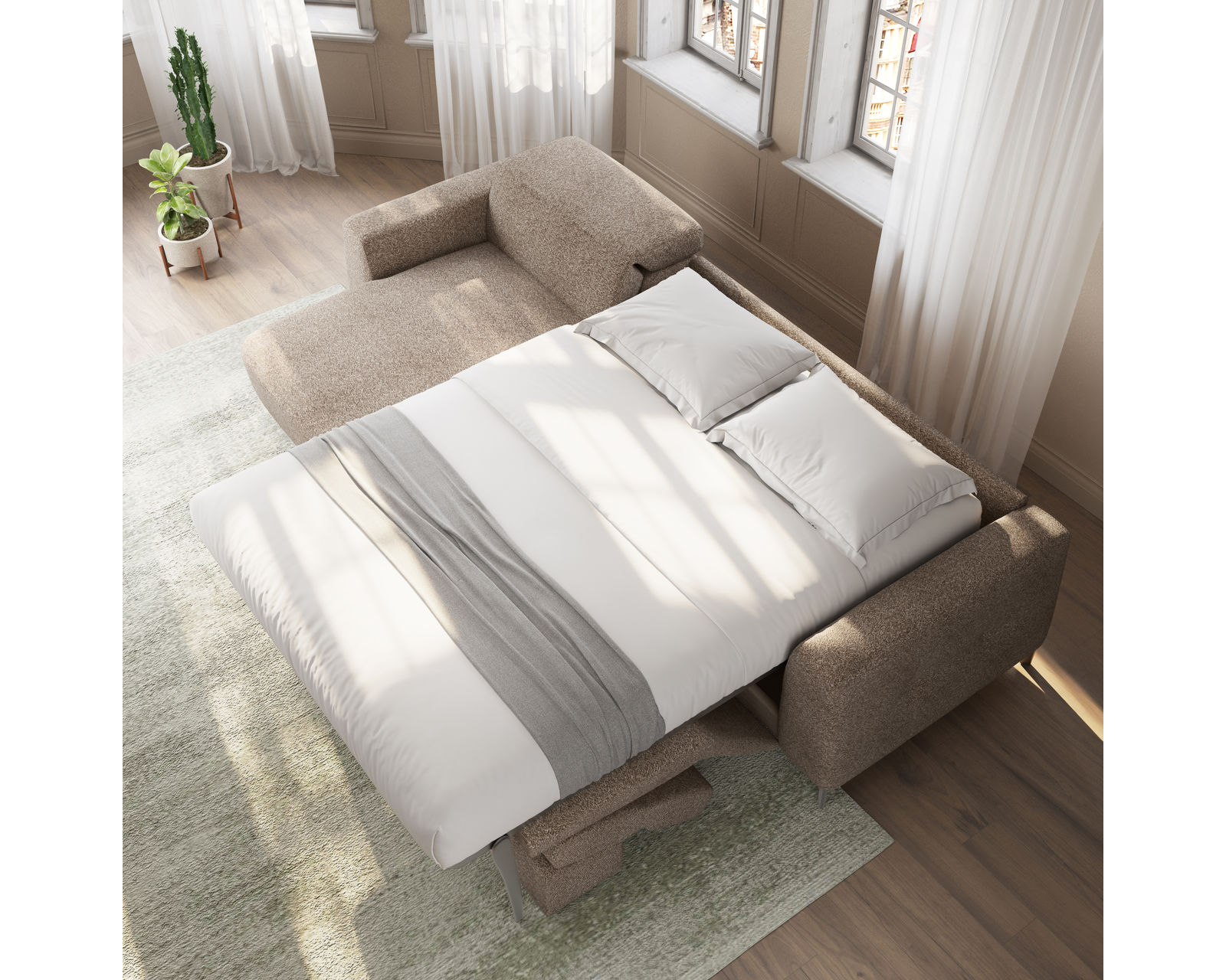 Capri C325 Chaise Sleeper Sectional (+45 fabrics) - Layout B: Two Piece Full Size Sleeper Sectional 65" x 111"