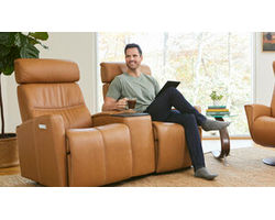 Milan Three Piece Home Theater Sectional (2 Power Recliners) Cognac - In stock - Fast shipping - 63" wide