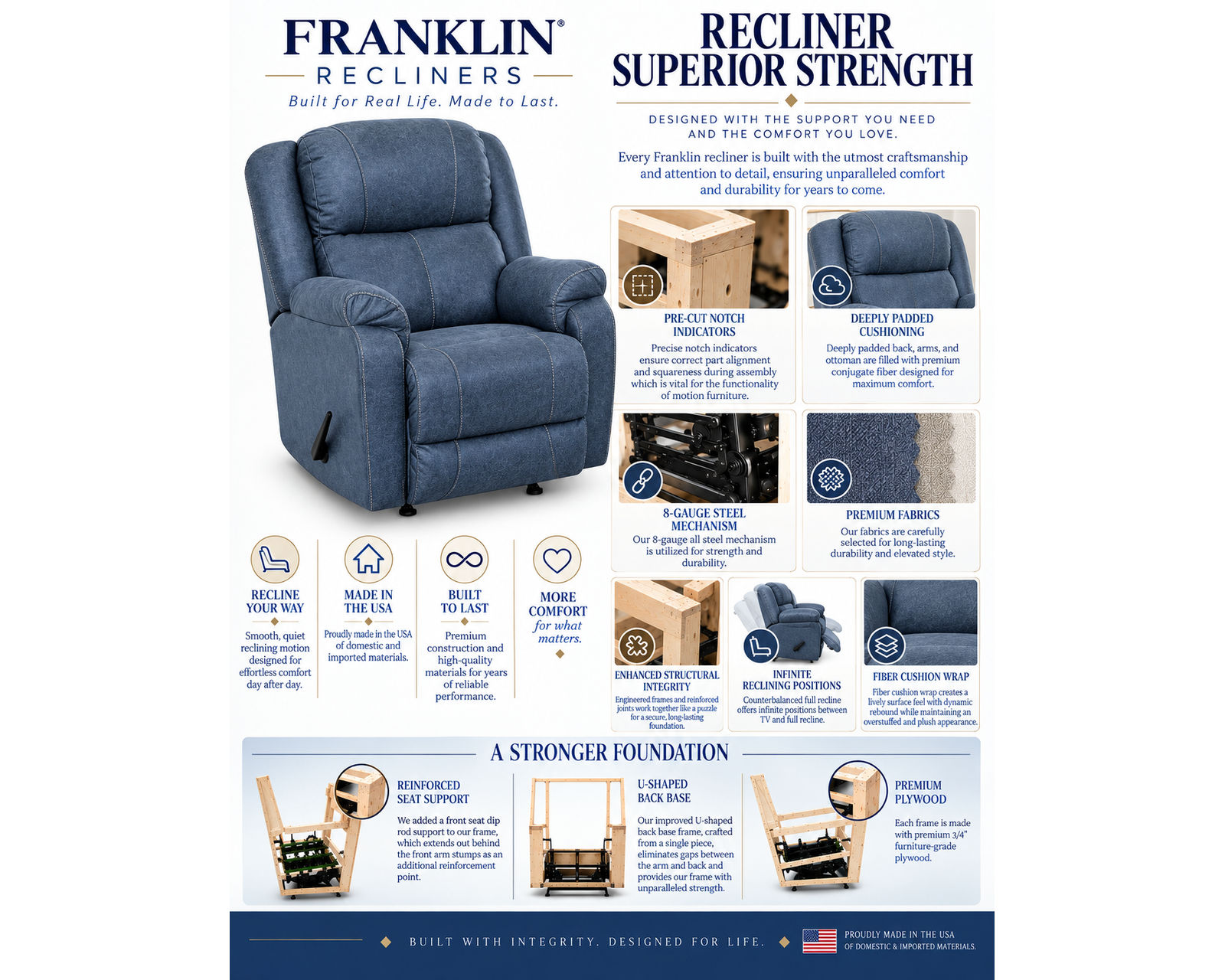 Argent 4730 Power Headrest Rocker Recliner with Neori Air Massage (Deep-Tissue Air Massage. Total Relaxation) 3 colors - Built Strong To Last