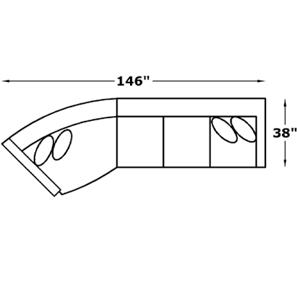 Layout M: Two Piece Sectional 146" x 38"