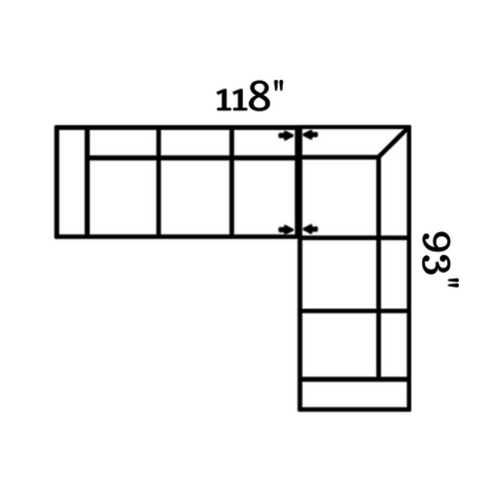Layout C: Two Piece Sectional 118" x 93"