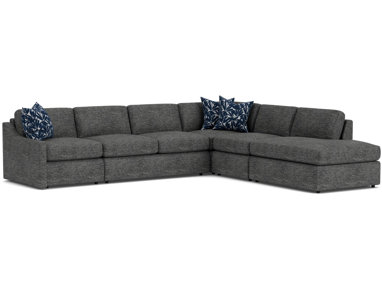 Sky 5510 Sectional (hypoallergenic down-like cushion) +100 fabric - Layout H: Five Piece Sectional 134" x 120"