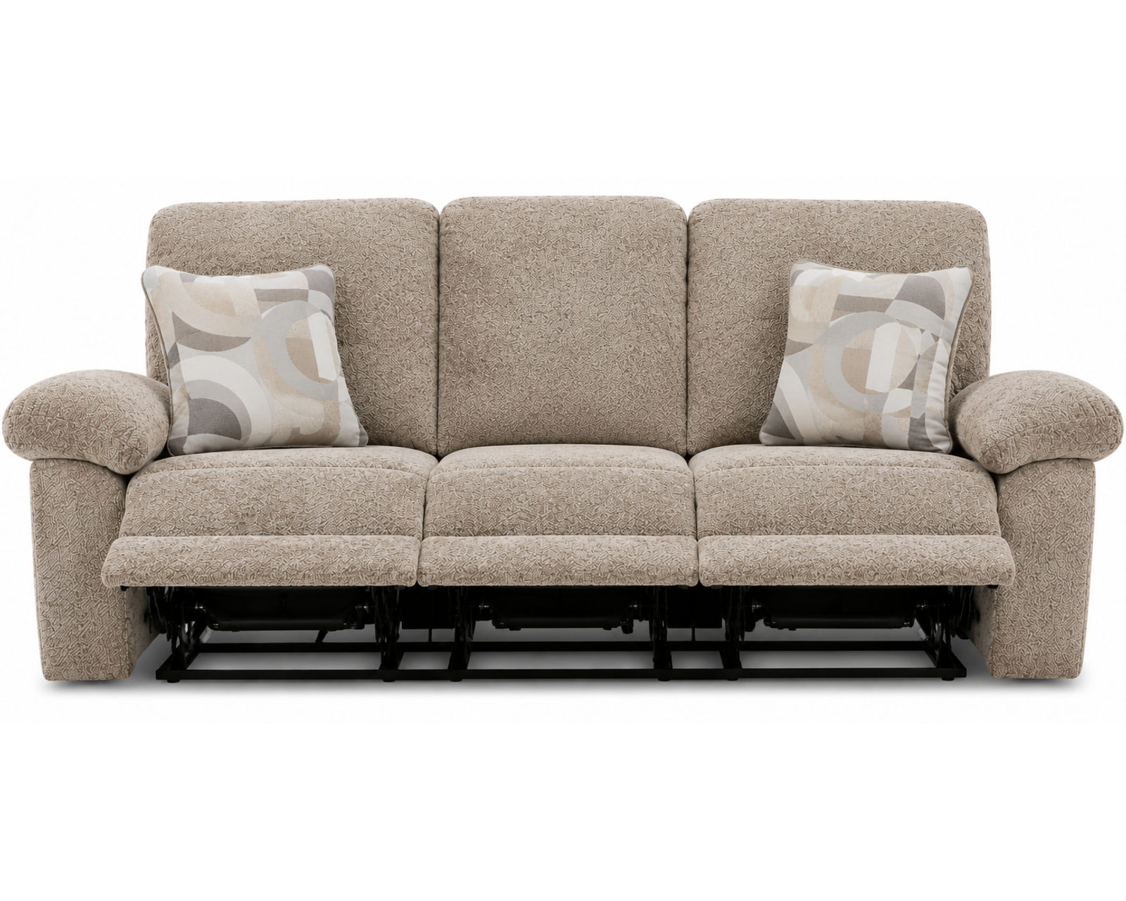 Beacon 88" Lay Flat Triple Reclining Sofa with Center Drop Down Table and Arm Storage - Three Recliners for Maximum Comfort