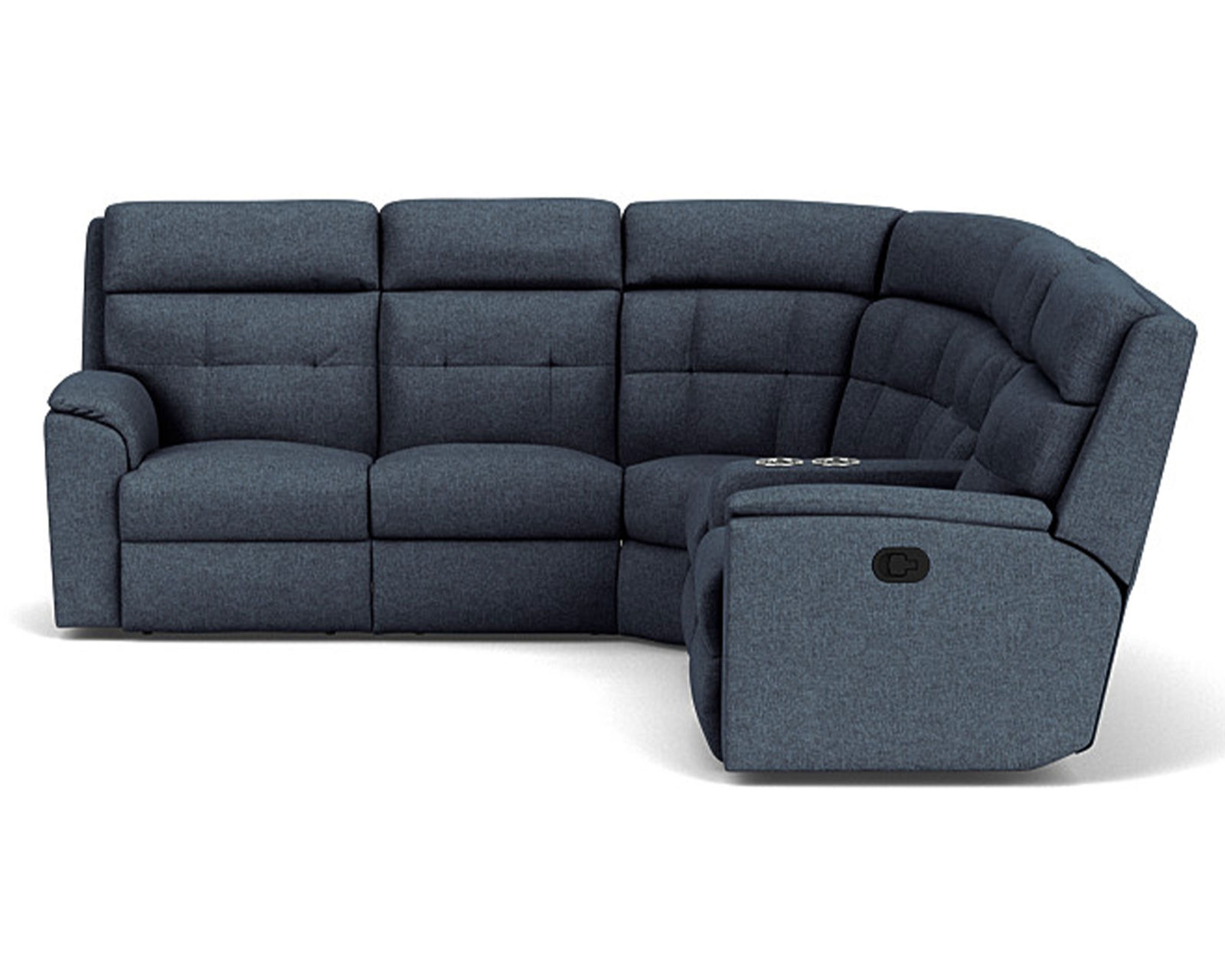 Mason Reclining Sectional (Colors Available) - Sectional Layout H:  The high-divide back cushion with tufting takes pressure off the head, neck and lower back, 