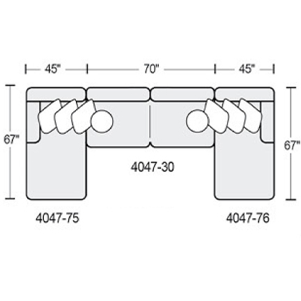 Layout C: Three Piece Sectional 67" x 160" x 67"