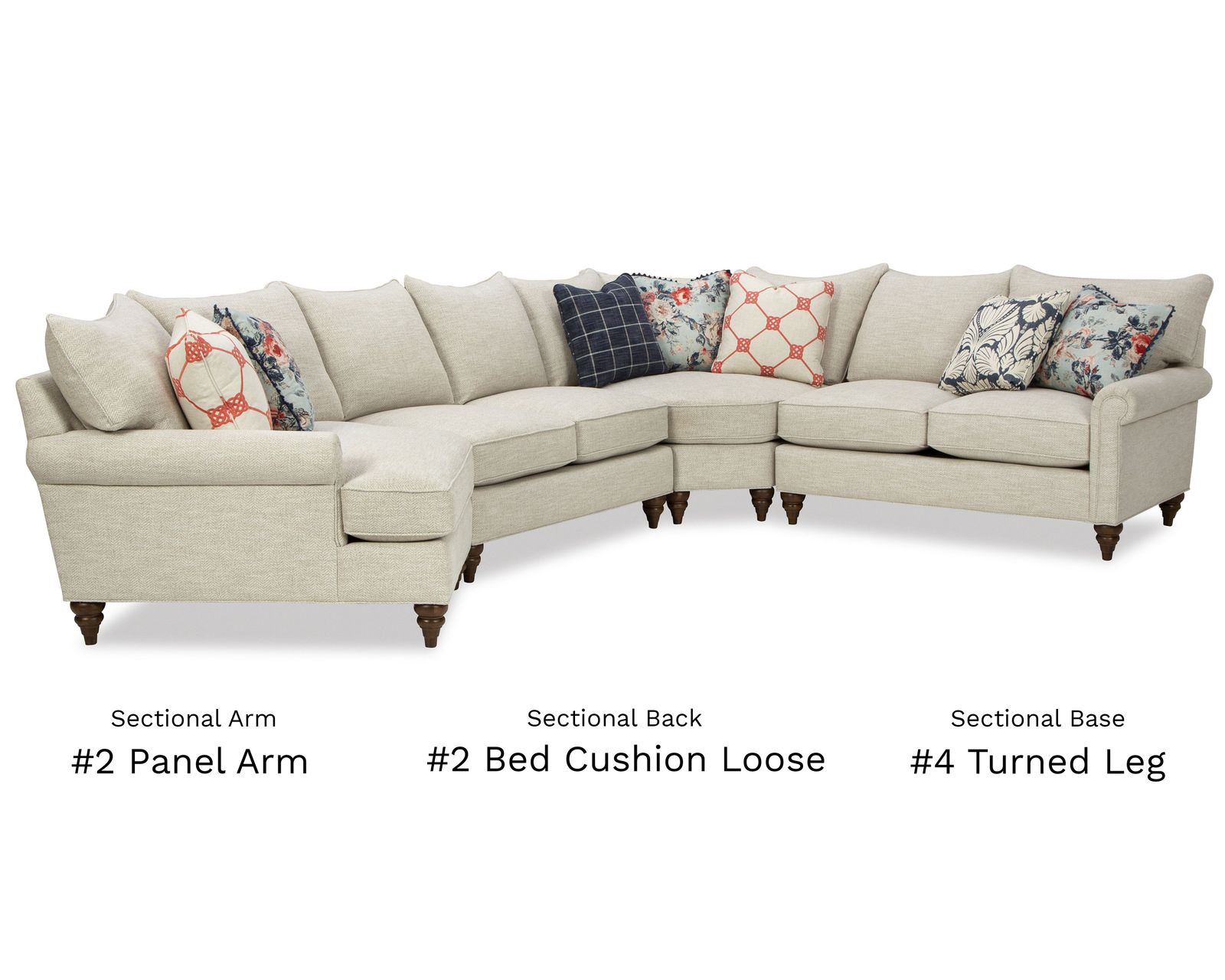 Paula Deen 123 Your Way Sectional (+100 High Performance Fabrics) - Layout O: Four Piece Sectional 144" x 95"