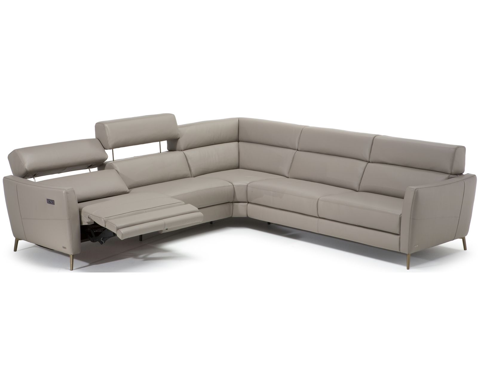 Greg C200 Power Headrest Power Reclining Sectional (+ 50 leathers) - Layout D: Five Piece Sectional 115" x 115" (2 recliners)