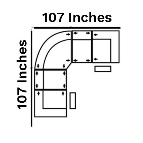 Layout A:  Five Piece Sectional 107" x 107" (2 recliners)