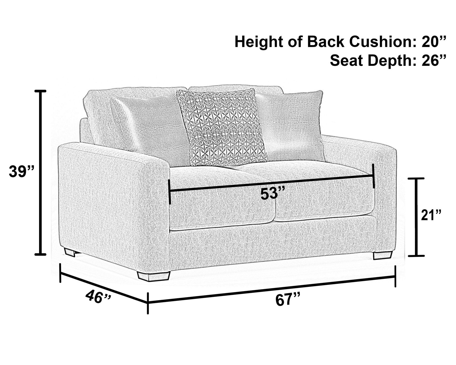 Hyde Park 94" Stationary Sofa (2 colors) includes pillows - Loveseat Size