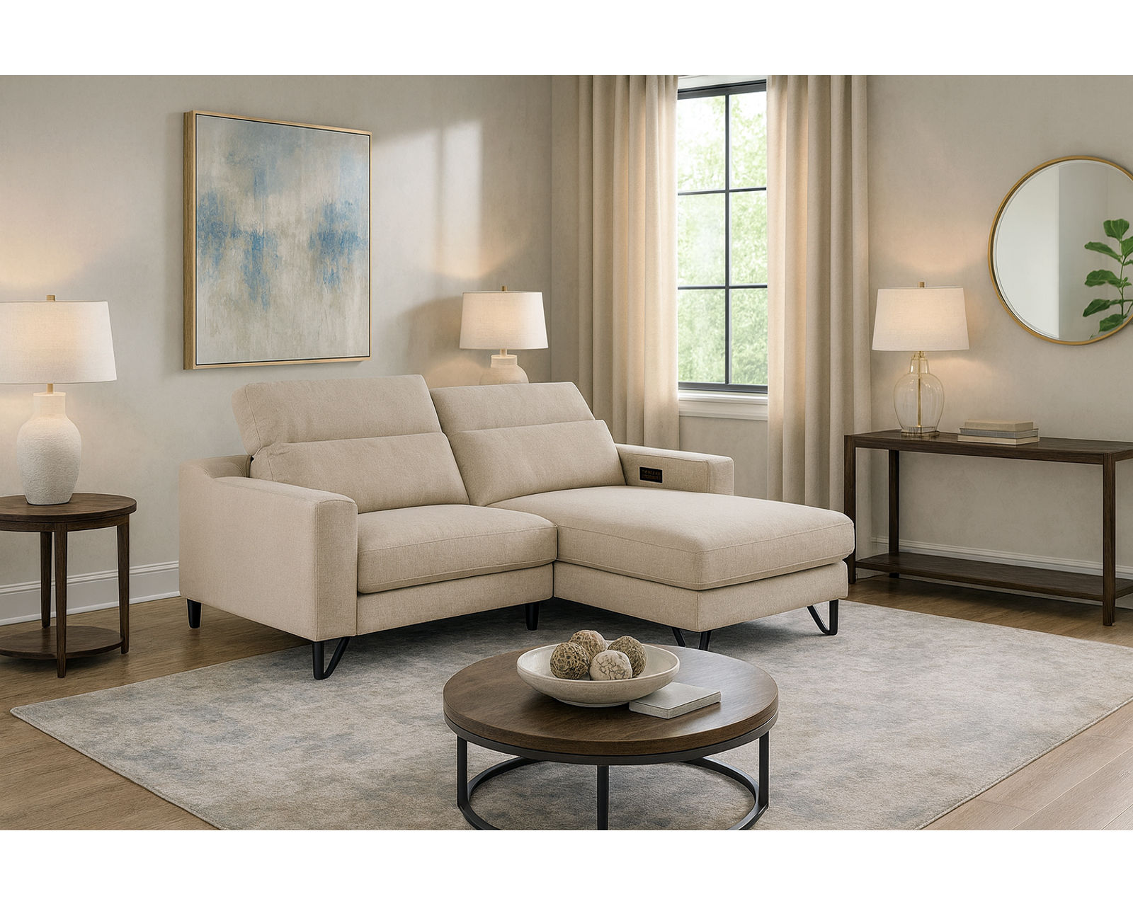 Tabor 44003 Power Headrest Power Reclining Chaise Sectional (+50 fabrics)
