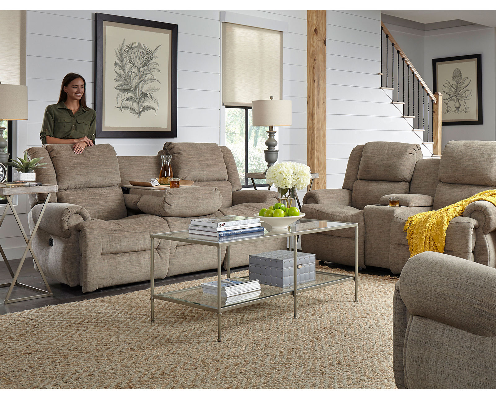 Genet Double Reclining Sofa w/ Dropdown Table (+100 fabrics) 85" - Genet Double Reclining Sofa w/ Dropdown Table