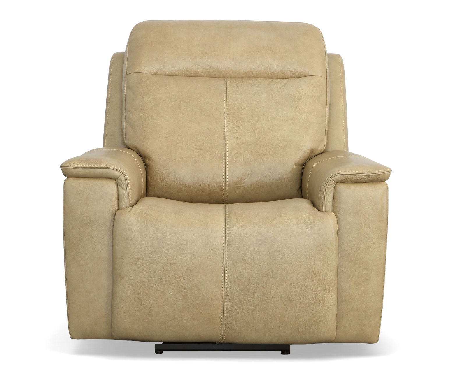 Odell Power Reclining Loveseat with Console, Power Headrests & Lumbar(Dark gray leather) in stock - Shown in beige leather color