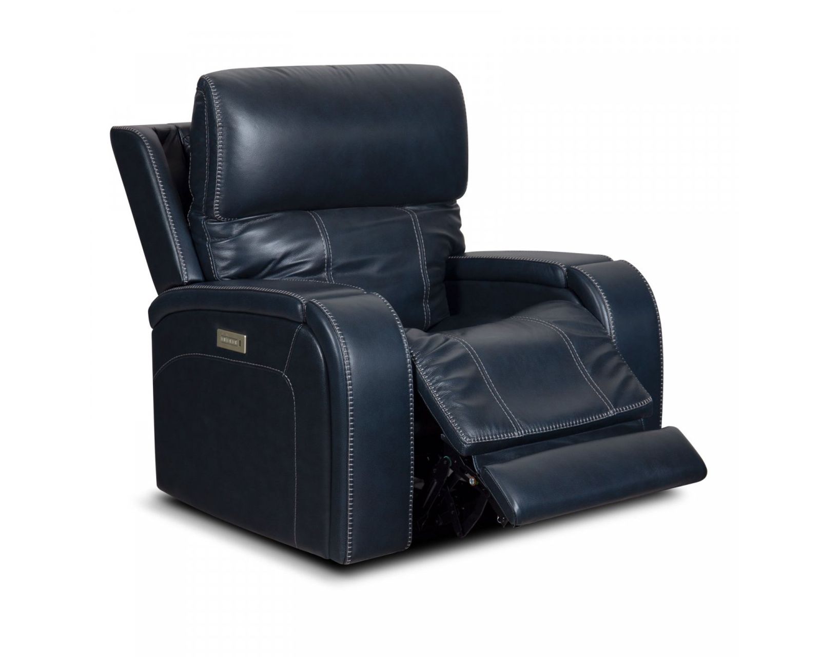 Glenwood 88" Leather Sofa w/Power Recline, Power Head Rests & Power Lumbar (Lay Flat) Ocean (In stock) - Glenwood Power Recliner w/Power Head Rest & Power Lumbar 