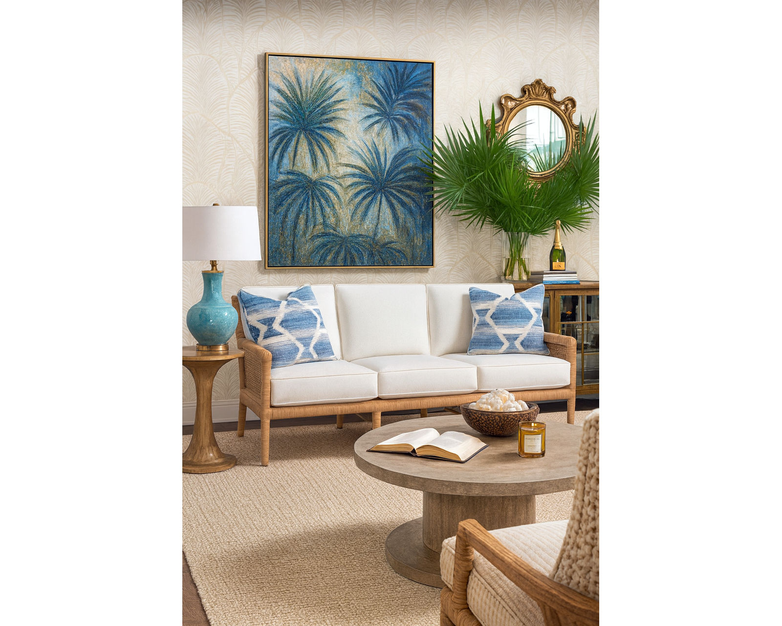 Pine Isle 76" Rattan Sofa Tan (+28 finishes +69 fabrics) - Pine Isle 76" Rattan Sofa