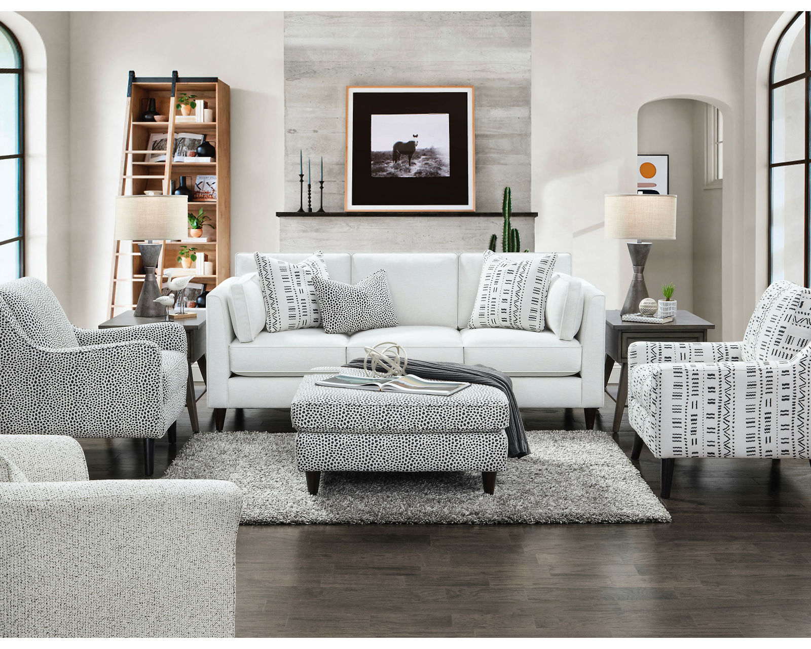 Winston Salt 4 Piece Living Room (Includes Sofa, 2 Chair and Cocktail Ottoman)