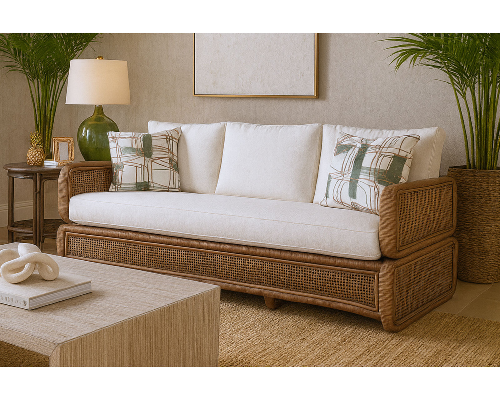 Bonnie 81" Rattan Sofa (+28 finishes +69 fabrics - Bonnie Rattan 81" Sofa (One cushion)