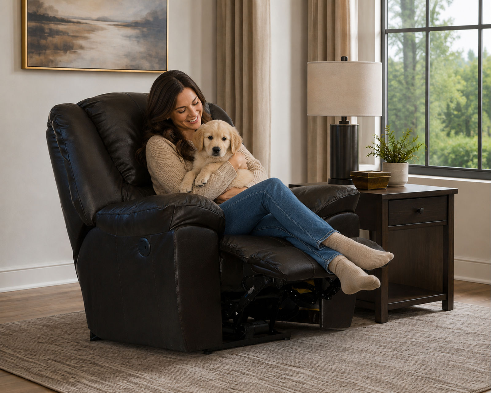 Transformer II Ultimate 90" Italian Leather Sofa w/3 Recliners & Drop Down Table - Relaxation Without Compromise.