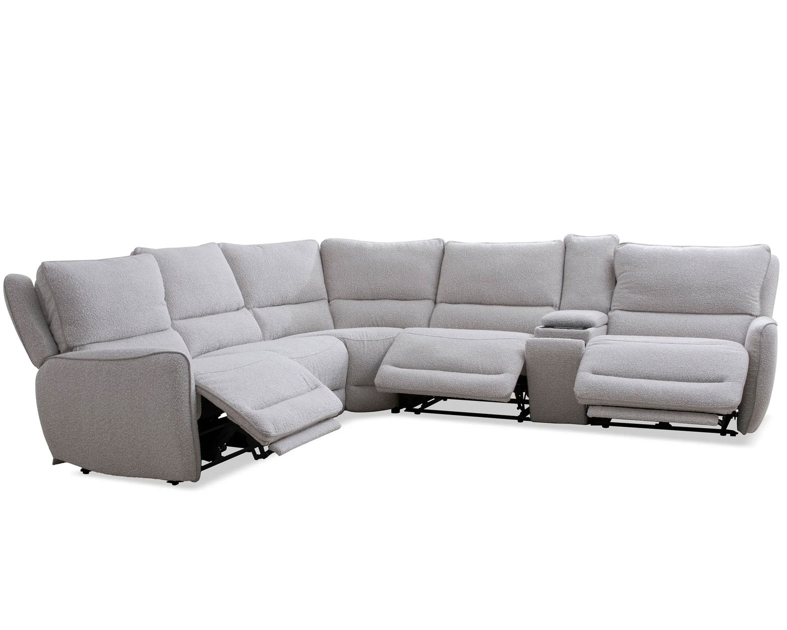 Stellar Zero Gravity Power Headrest Power Reclining Sectional Cotton (In stock - Fast shipping) - Layout B:  Six Piece Reclining Sectional 119" x 132"