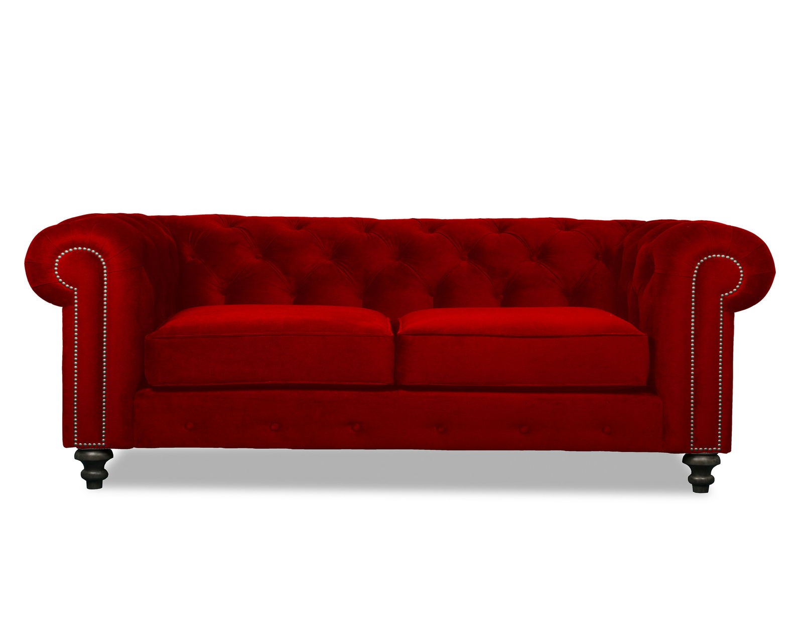 London Tufted Sofa in Red -  72" - 90" - 103" - London Tufted Sofa 90" Red