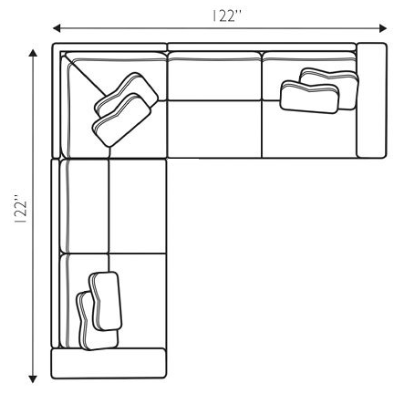 Layout C:  Three Piece Sectional 122" x 122"