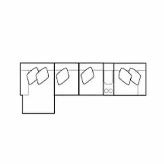 Layout D: Five Piece Reclining Sectional 160" x 64" (1 Recliner + Power Chaise)