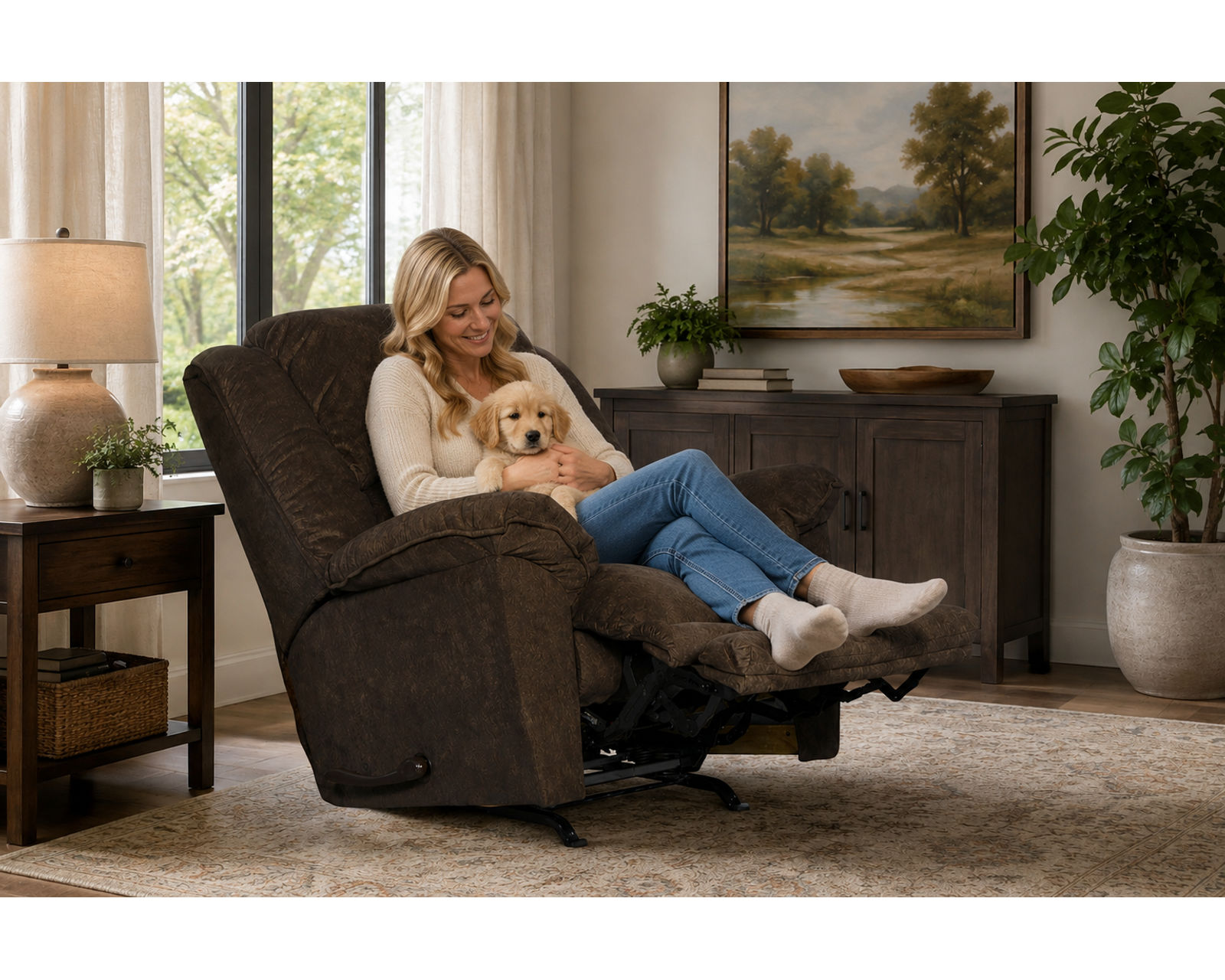  Rialto Chaise Rocker Recliner or Power Lay Flat Recliner Extended Leg Support (2 colors) - Your New Favorite Place to Relax.