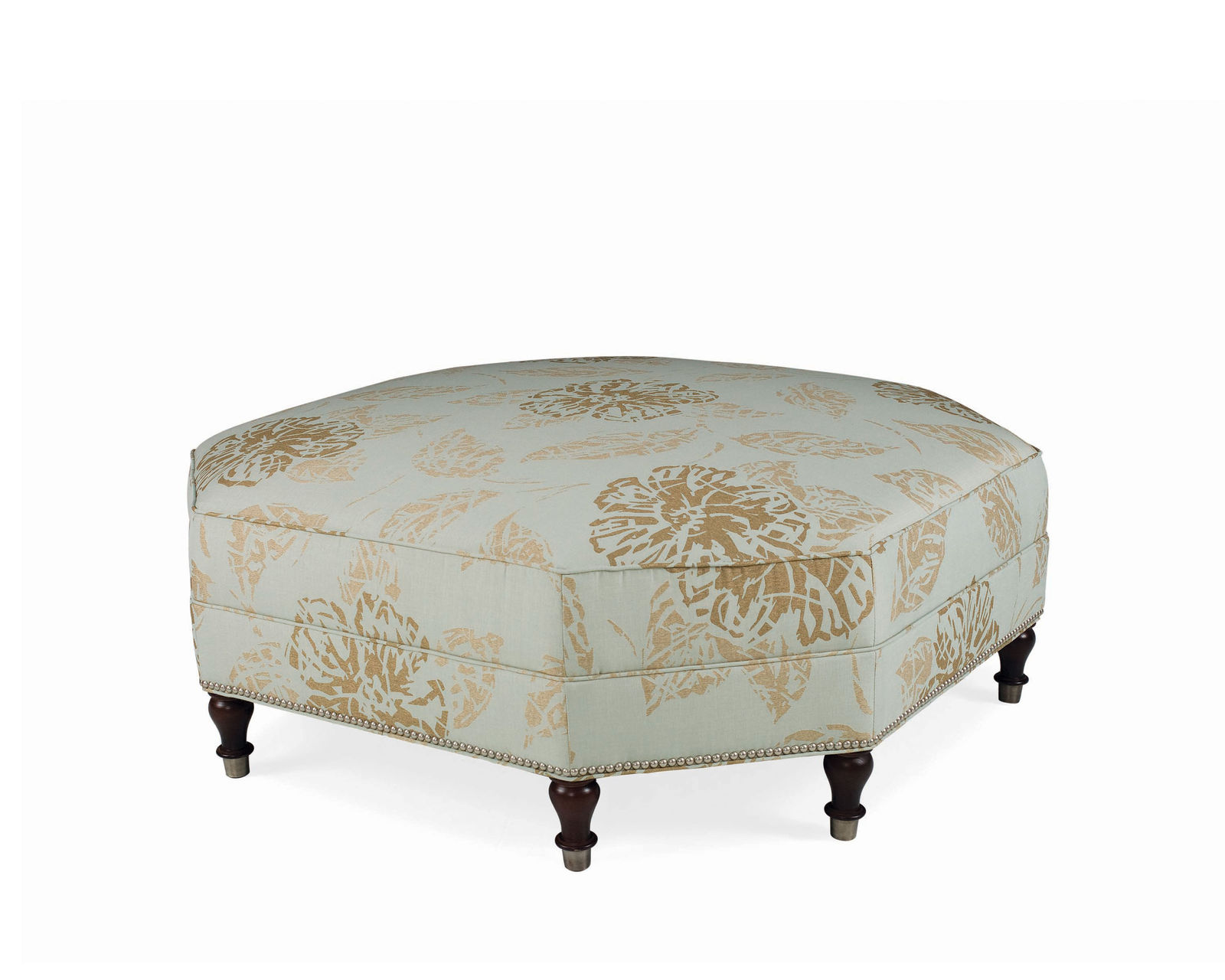 Gaston Hexagonal Nail Head Ottoman (+75 fabrics)