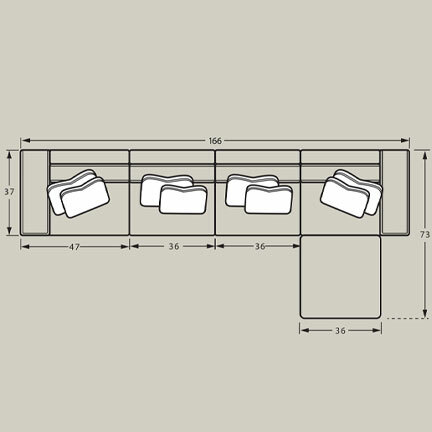 Layout G: Five Piece Sectional 166" Wide