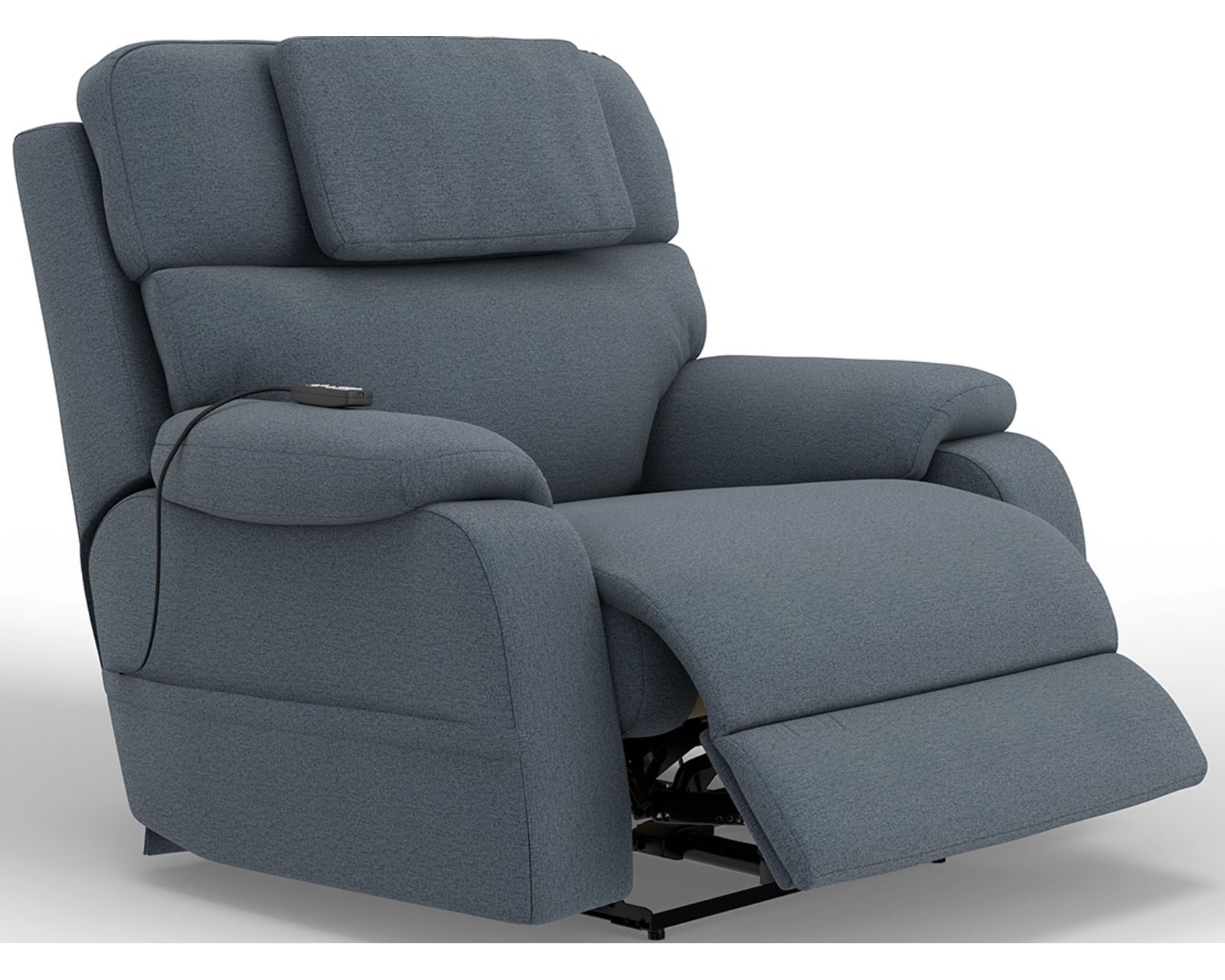 Dreamtime Power Headrest Lay Flat Recliner with CR3 Heat, Massage, Zero Gravity & Nanobionic Performance Fabric (three colors) - Shown in High Performance Fabric Beach Steel