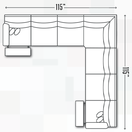 Layout D: Three Piece Sectional 115" x 115" (2 recliners)