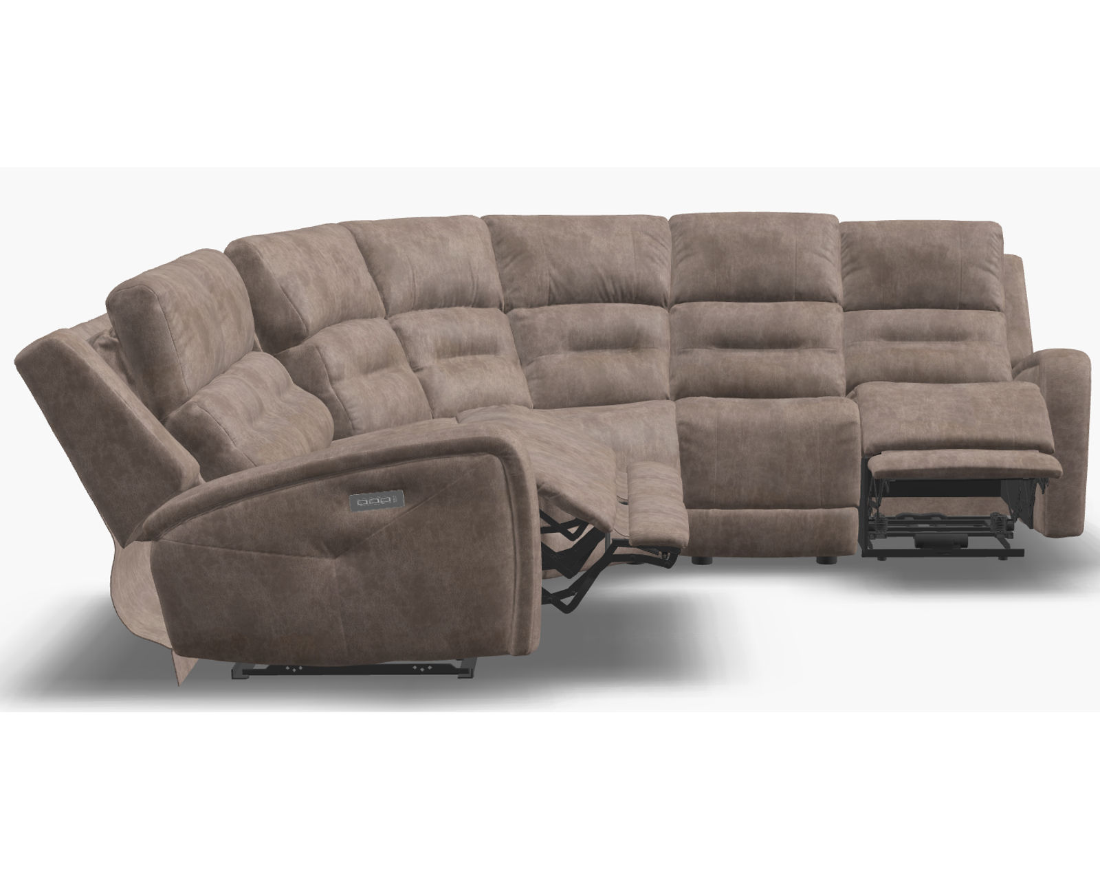 Washington 41067 Power Headrest Power Reclining Sectional (+50 fabrics) - Layout A: Five Piece Sectional 107" x 107" (2 recliners)
