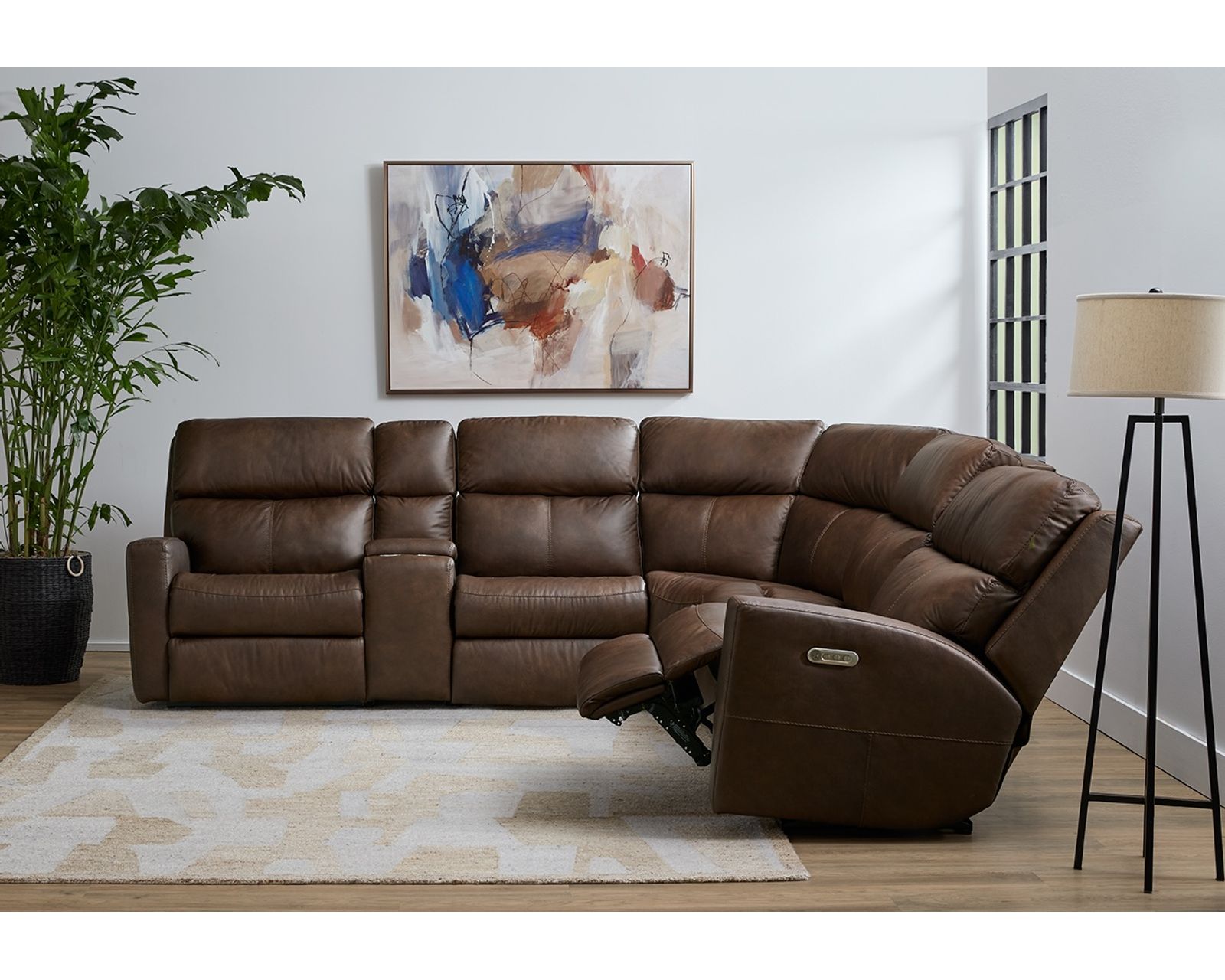 Score 2805 Leather Triple Power Reclining Sectional (+20 leathers) - Layout B: Six Piece Reclining Sectional (2 recliners) 108.5" x 94.5"