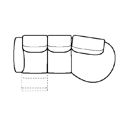 Layout E: Three Piece Sectional 62" x 113" (1 recliner)